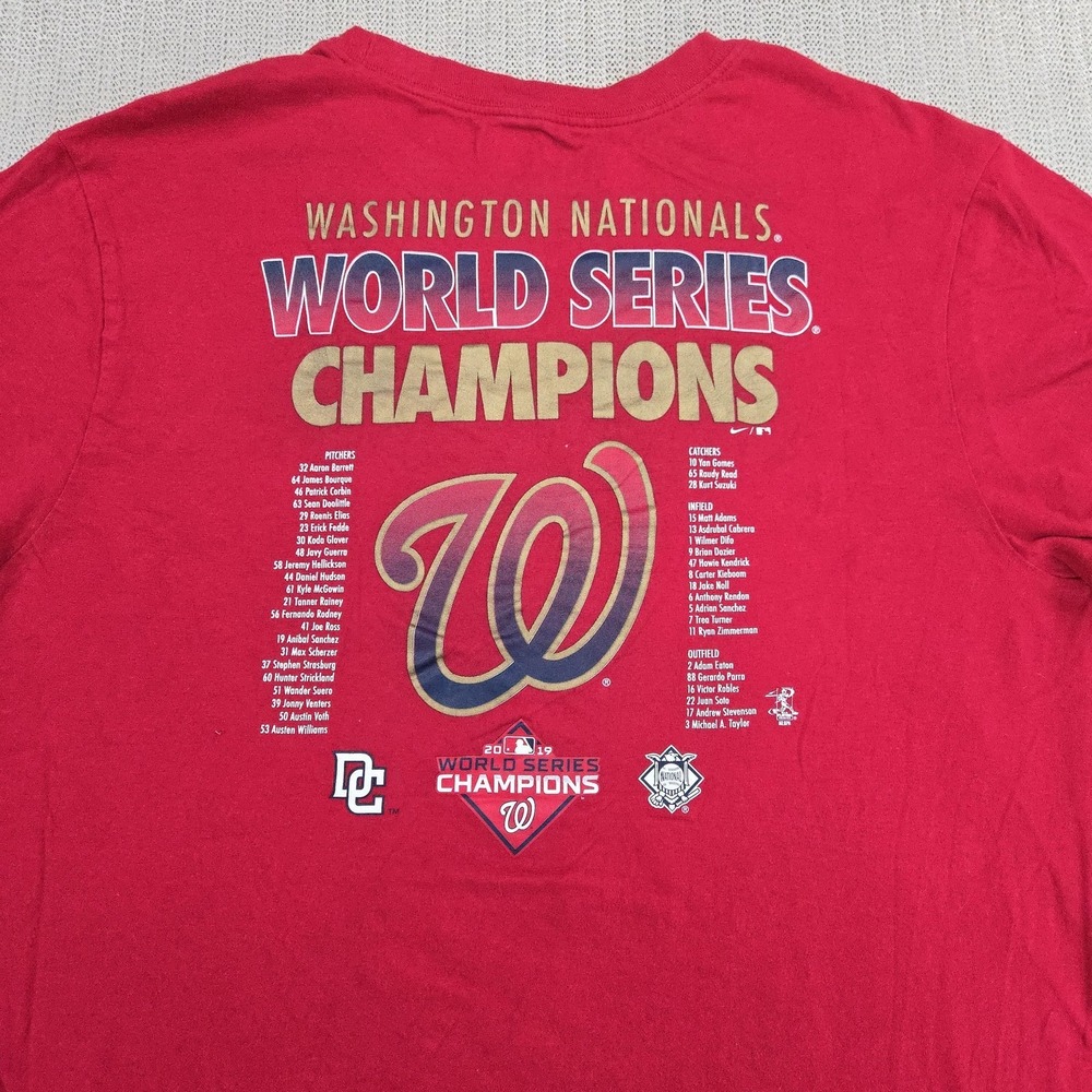 Nike Washington Nationals Shirt Mens Large Red MLB World Series Champions - Picture 9 of 10